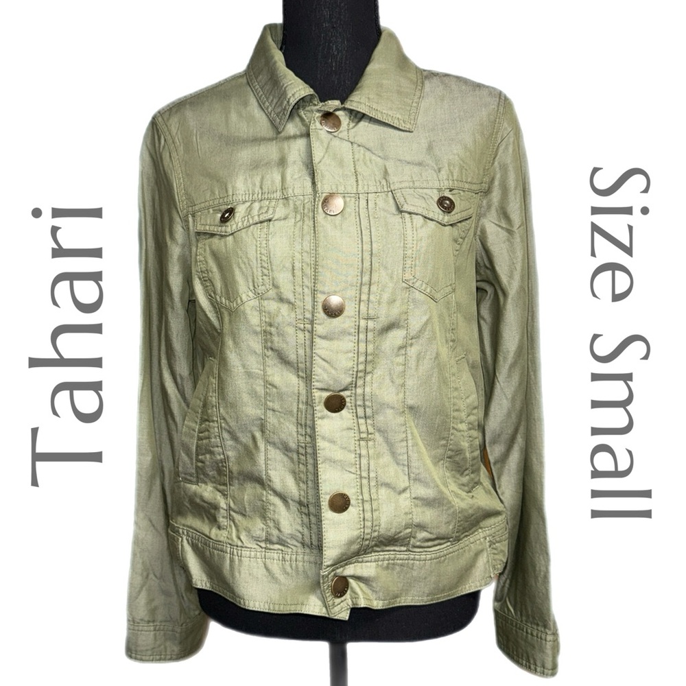 Tahari - 100% Lyocell Utility Jacket in Olive Green - Size‎ Small